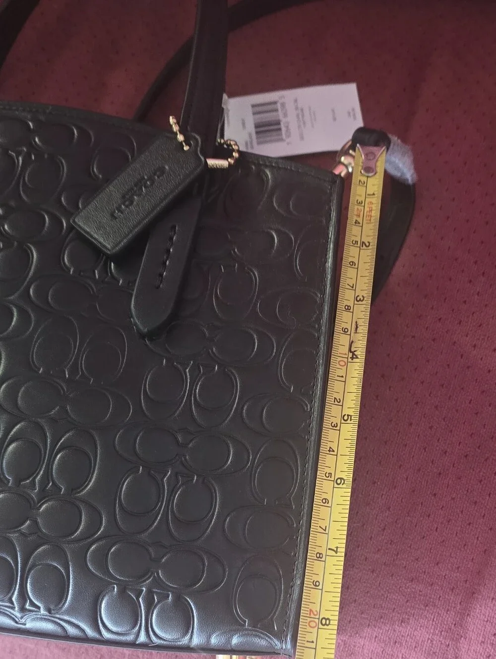 Coach Black Embossed Logo Leather Satchel with Crossbody Strap